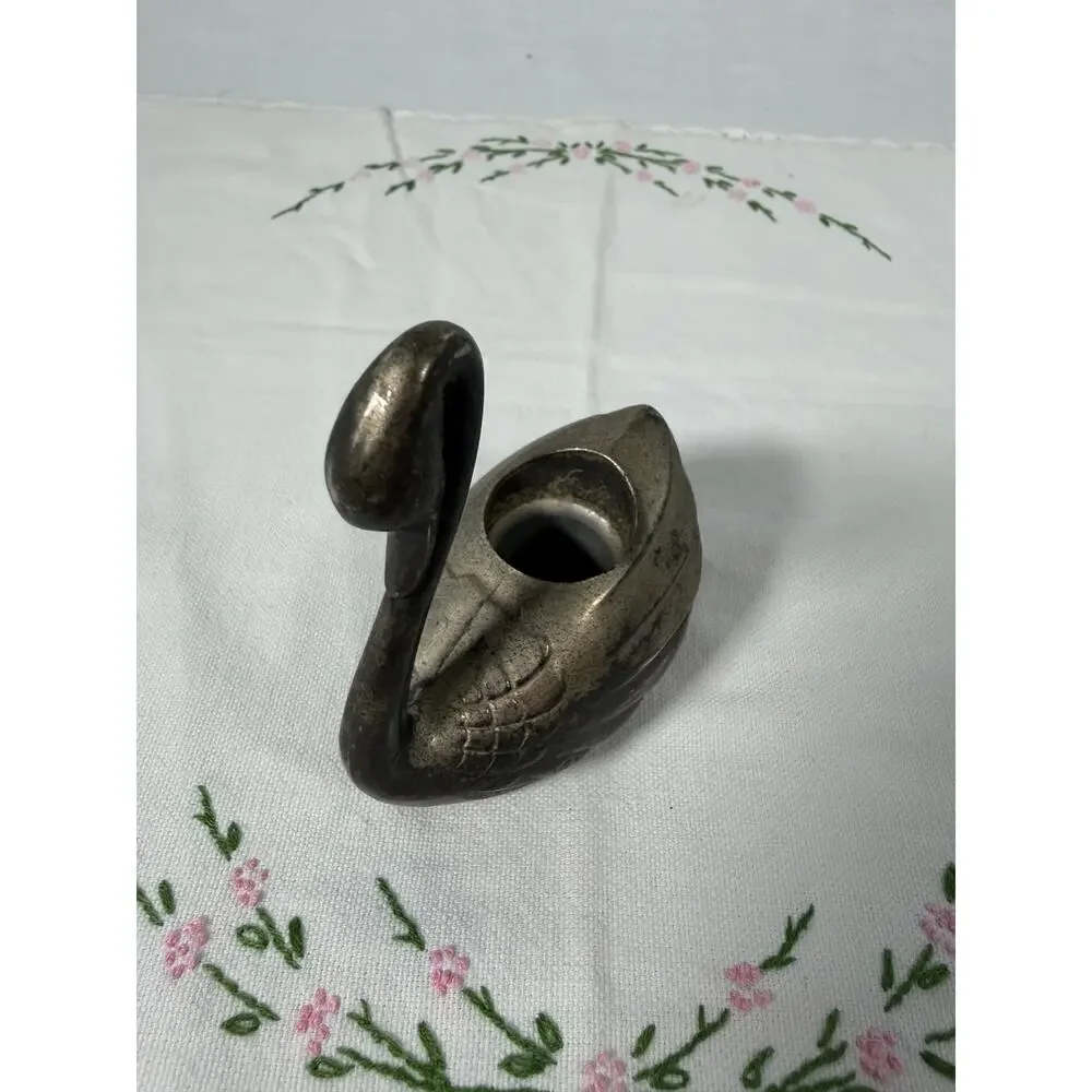 Vintage Silver Plated Swan Candle Holder, 1980s 1990s Swan Taper Candlestick